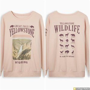 Torrid Orchid Pink Great Falls Yellowstone National Park Fleece Sweatshirt 3 3X